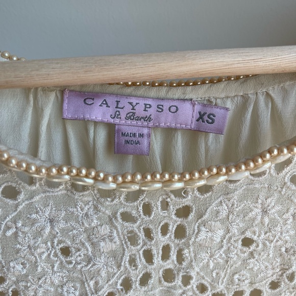 Calypso st. Barth creamy boho blouse silk size XS - Picture 4 of 10